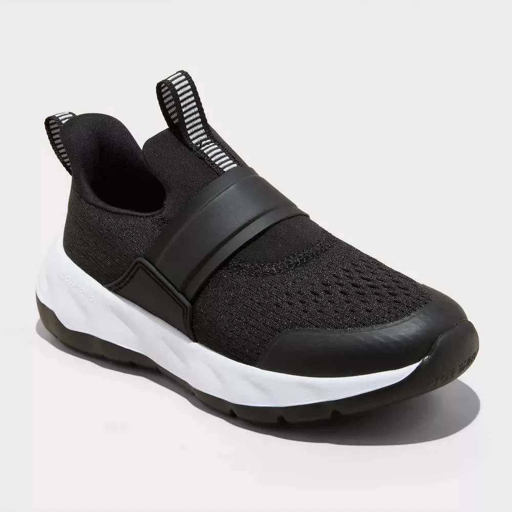 All in Motion Kids Black Slip On Sneakers Lightweight Athletic Shoes Size 5